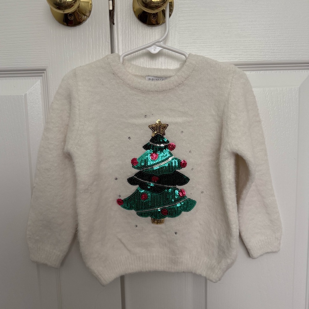 Primark Girls Christmas Soft White Sweater